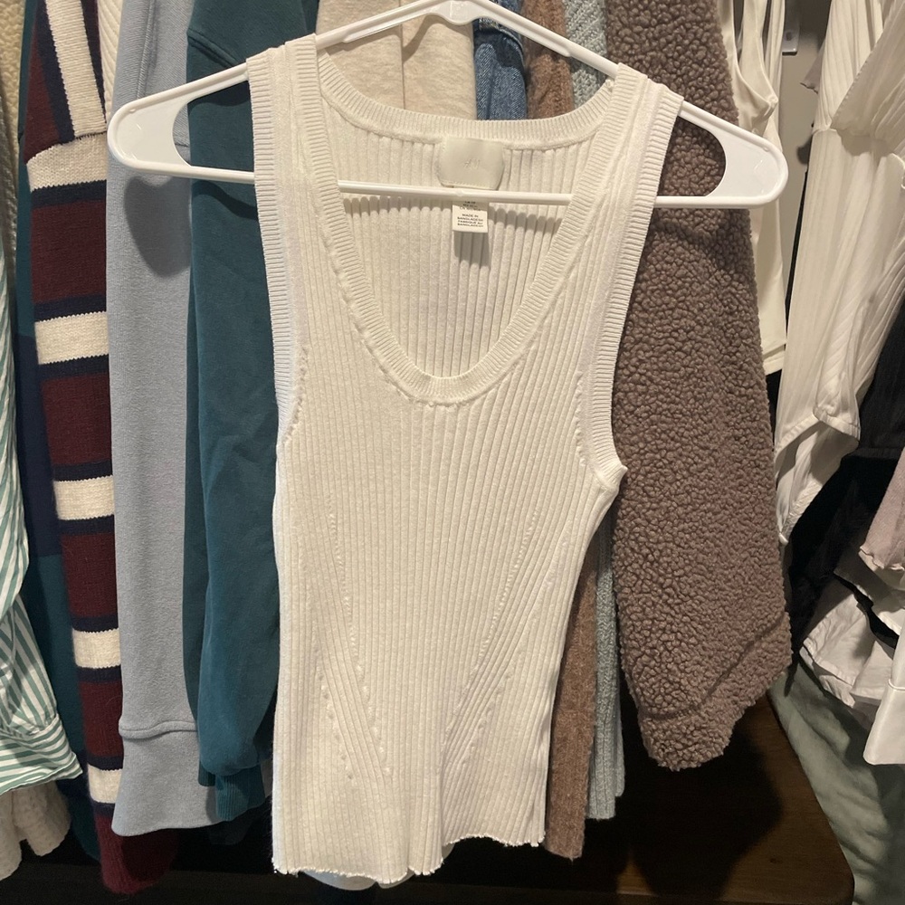H&M Cream Ribbed Tank Top